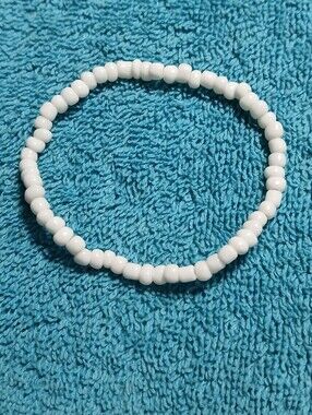White Beaded Stretch Bracelet